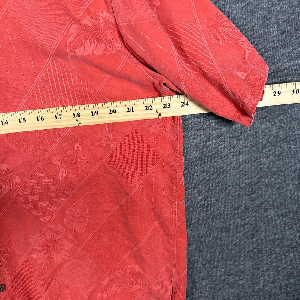 Tommy Bahama Hawaiian Shirt Men Large Coral 100% Silk Embroidered Tropical Aloha - Picture 5 of 7